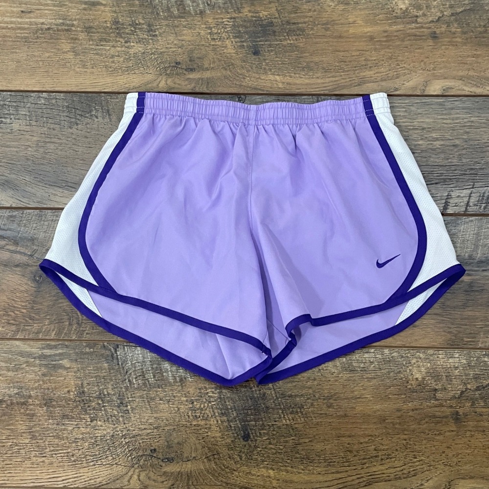 Nike Dri-FIT Tempo Running Shorts Purple White Womens Large Athletic Workout
